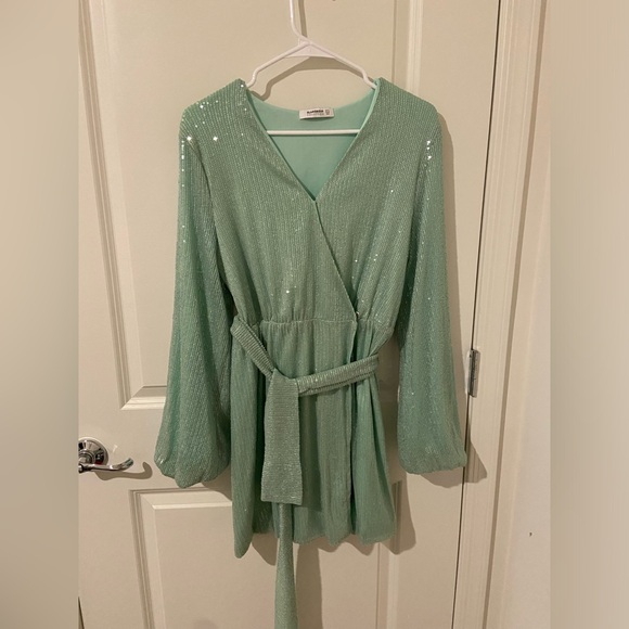 glamorous collection Dresses & Skirts - Emerald Sequined Mini Dress